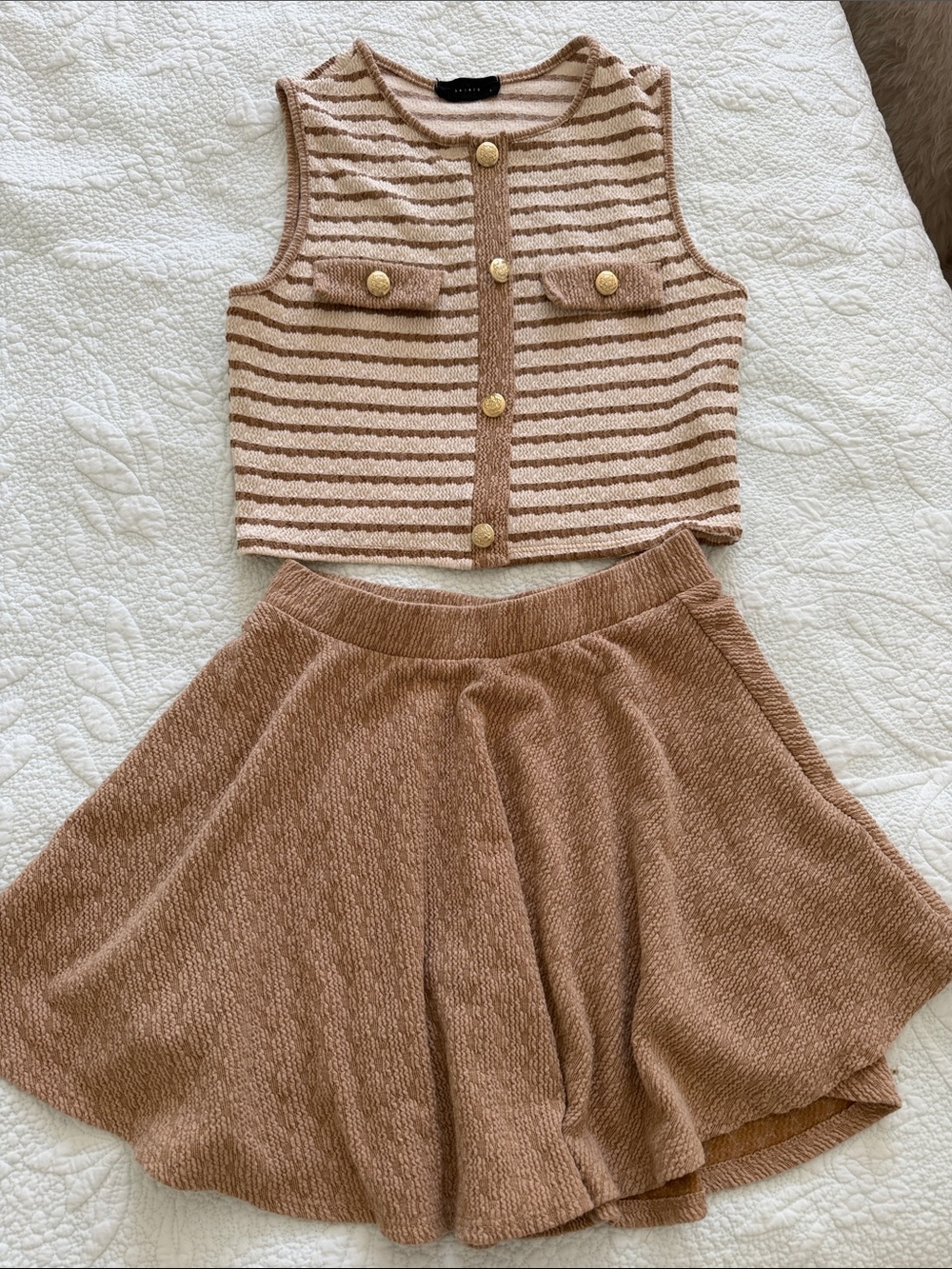 Skirt & Top matching Set - Women's Flared Knit Skirt and top Fits S